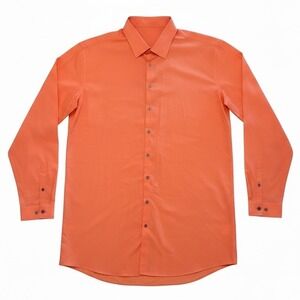 J.Ferrar Big & Tall Men's Dress Shirt Coral Orange Long Sleeve 18.5 38-39 Cotton